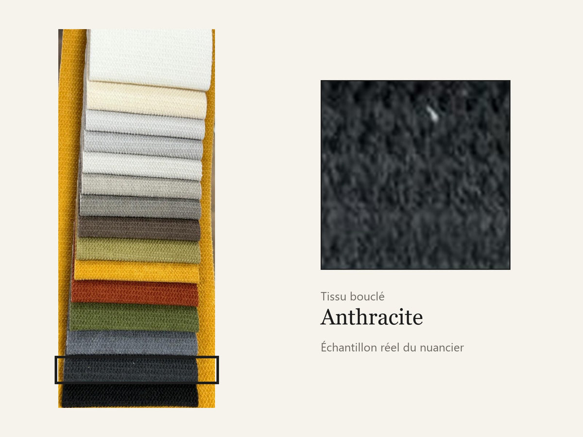 Trivelle tissu bouclé anthracite, échantillon réel du nuancier