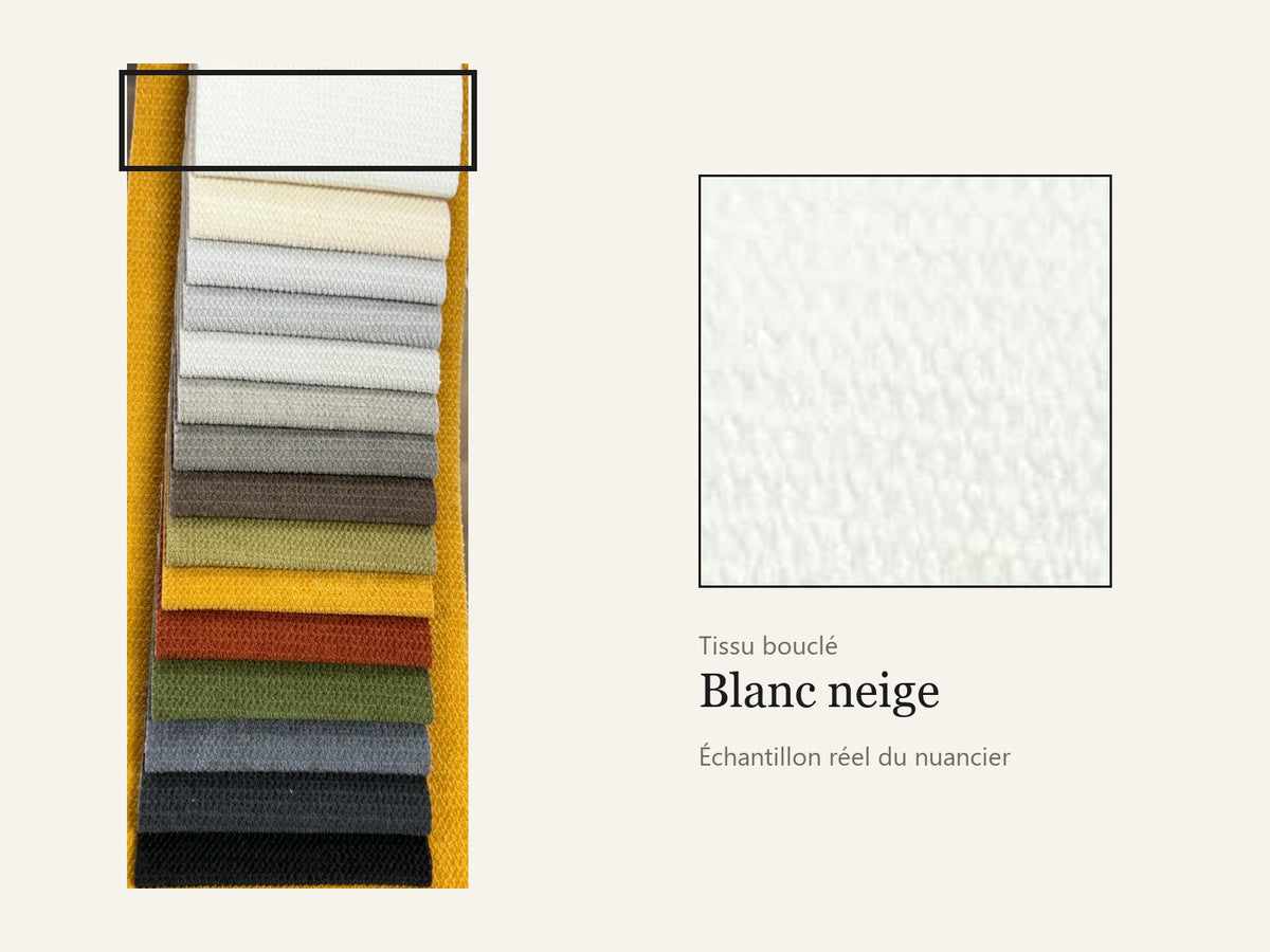Trivelle tissu bouclé blanc neige, échantillon réel du nuancier