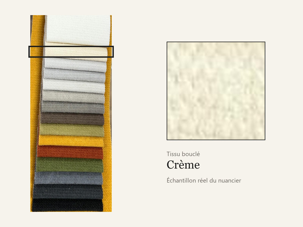 Trivelle tissu bouclé crème, échantillon réel du nuancier