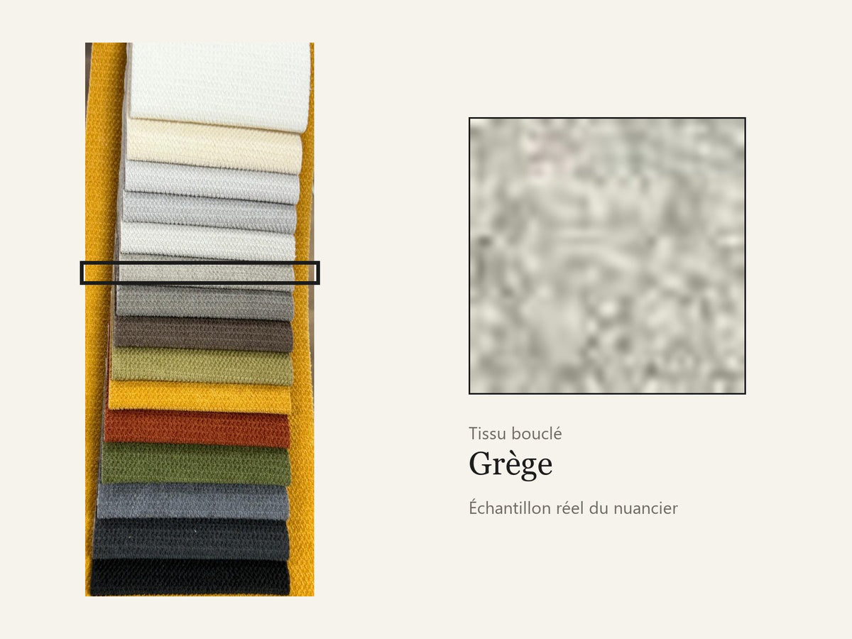 Trivelle tissu bouclé grège, échantillon réel du nuancier