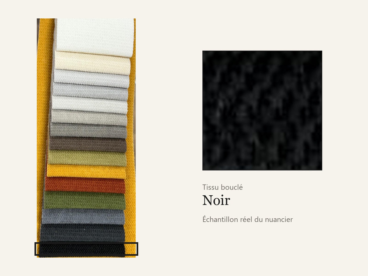 Trivelle tissu bouclé noir, échantillon réel du nuancier