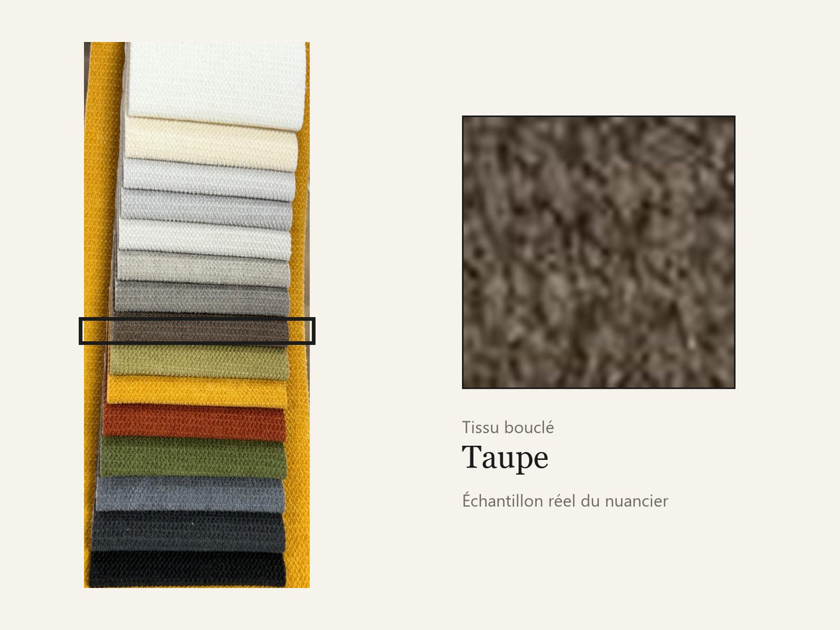 Trivelle tissu bouclé taupe, échantillon réel du nuancier