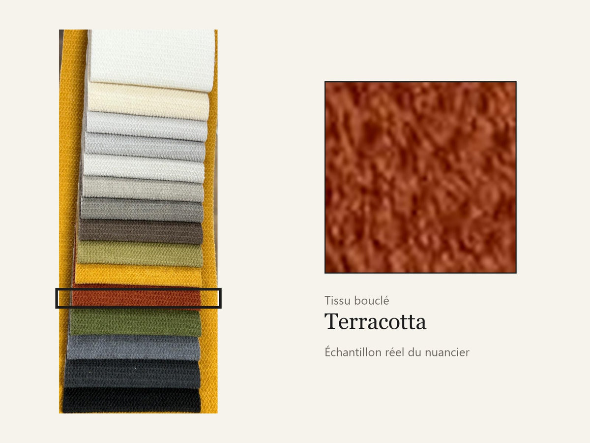 Trivelle tissu bouclé terracotta, échantillon réel du nuancier