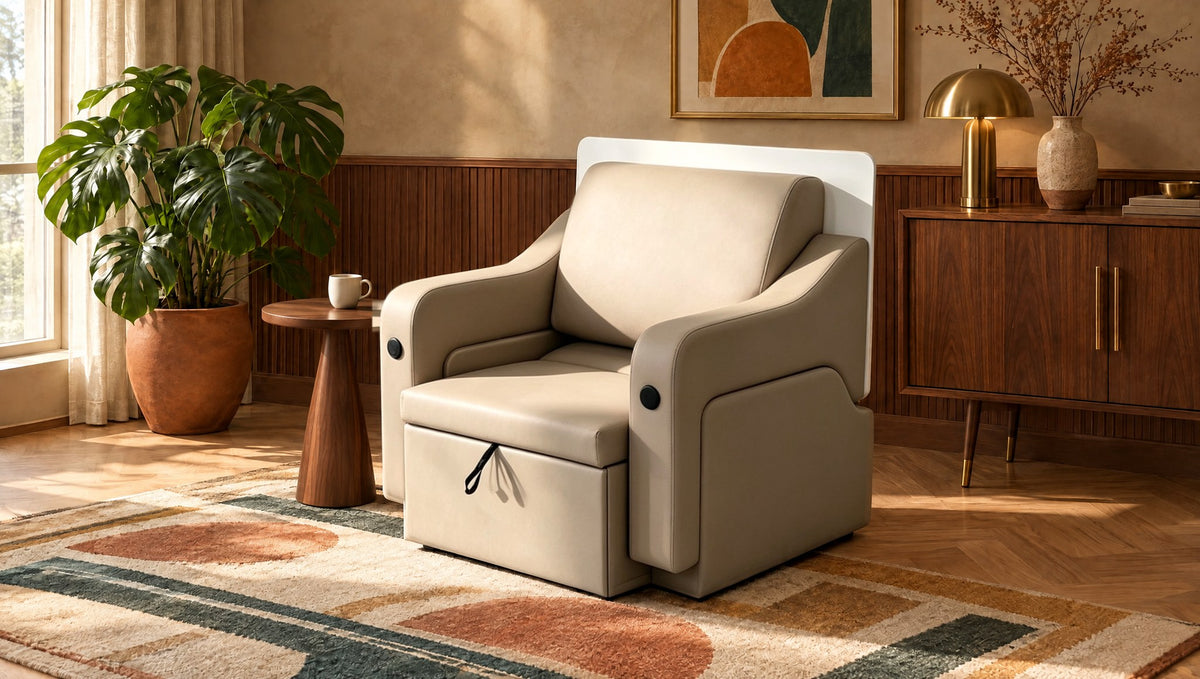 Trivelle simili cuir beige cappuccino, mode fauteuil