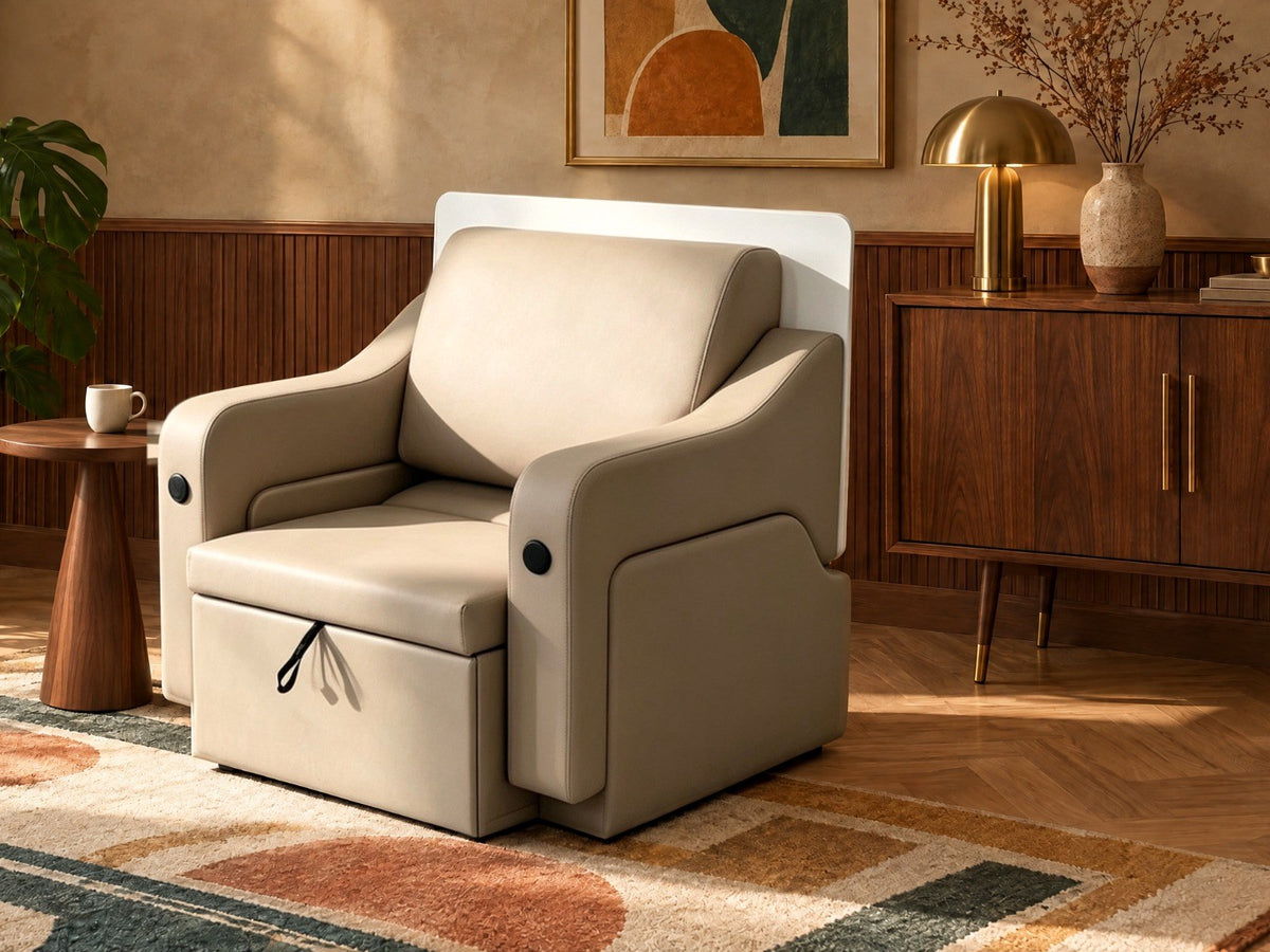 Trivelle simili cuir beige cappuccino, fauteuil