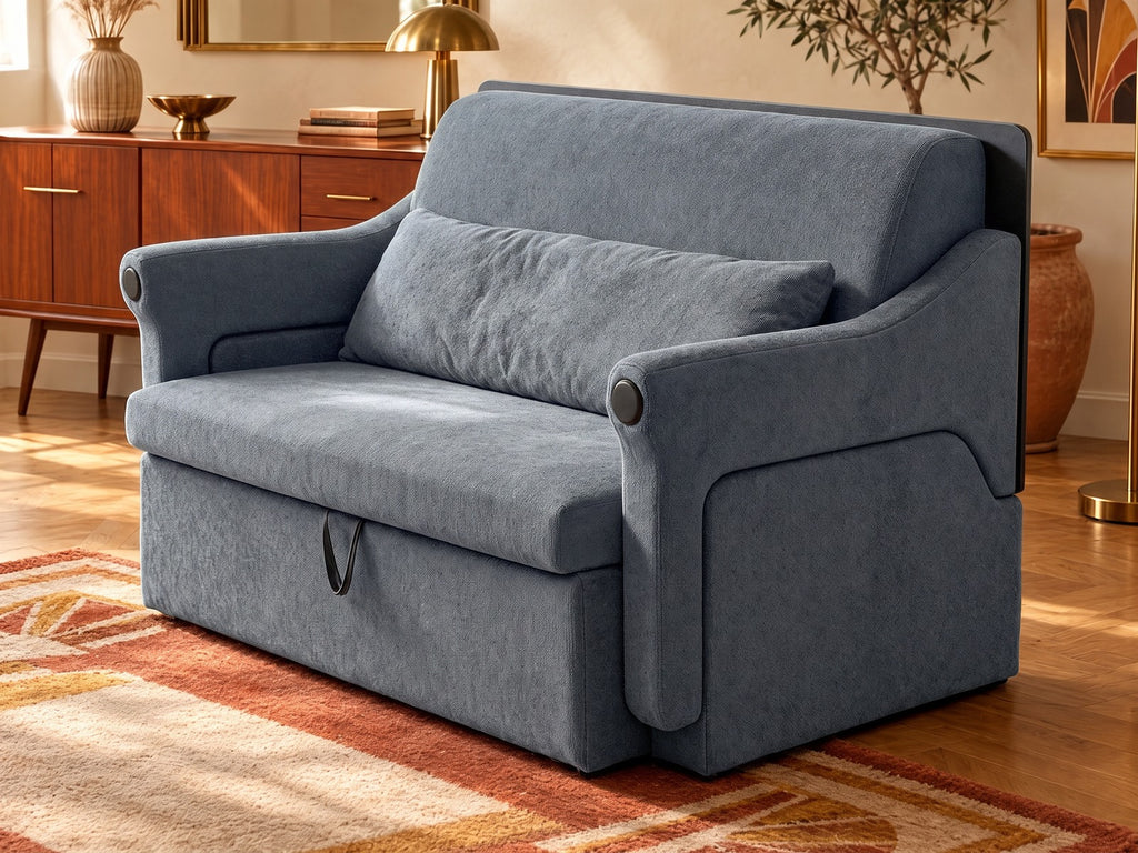 Trivelle tissu bouclé bleu ardoise, mode fauteuil