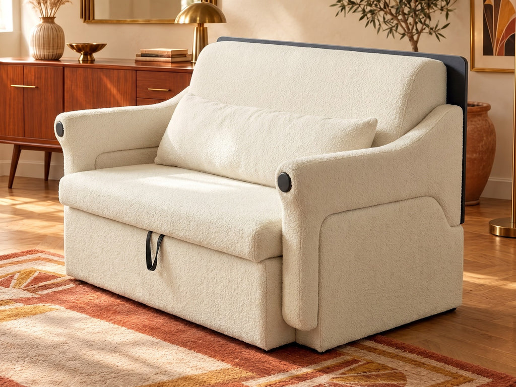 Trivelle tissu bouclé crème, mode fauteuil