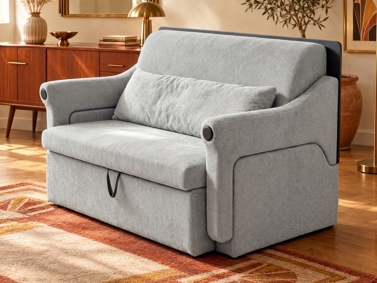 Trivelle tissu bouclé gris argent, mode fauteuil