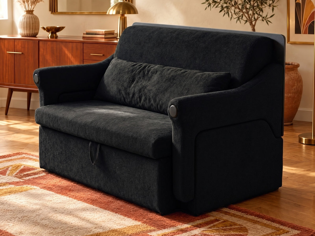 Trivelle tissu bouclé noir, mode fauteuil