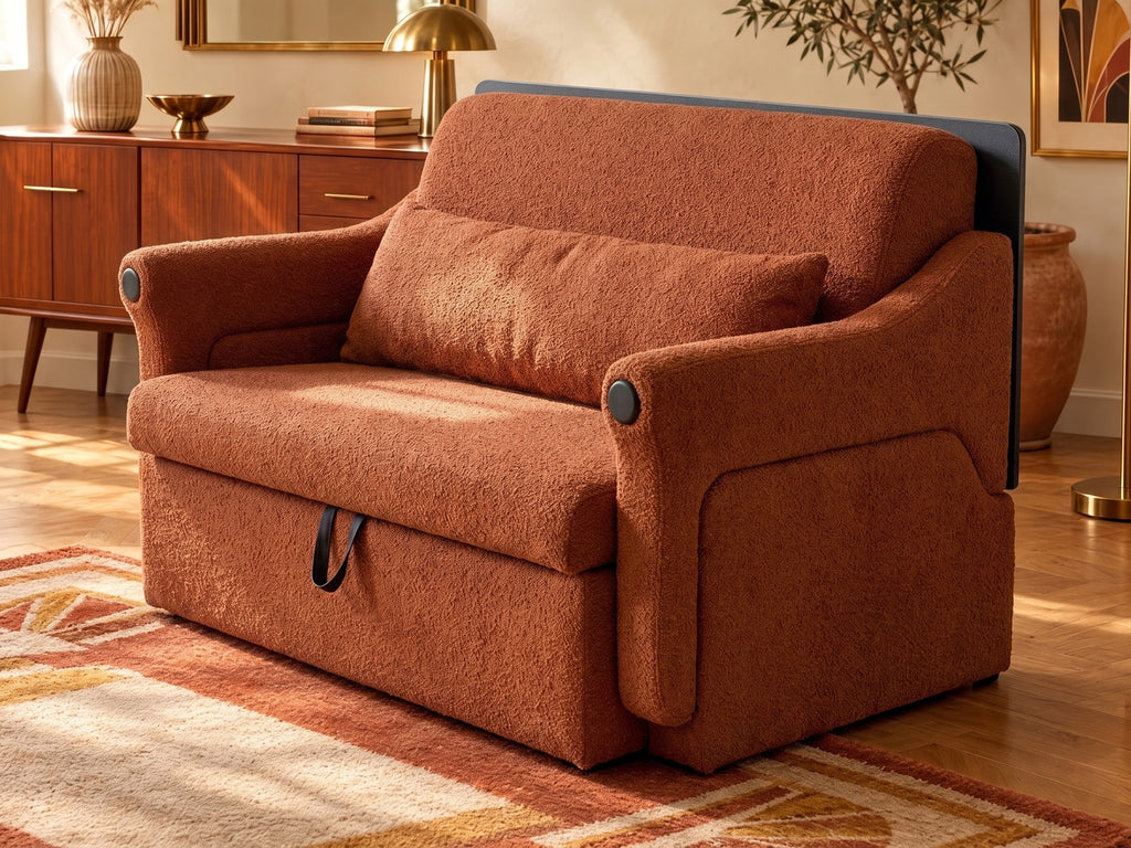 Trivelle tissu bouclé terracotta, mode fauteuil