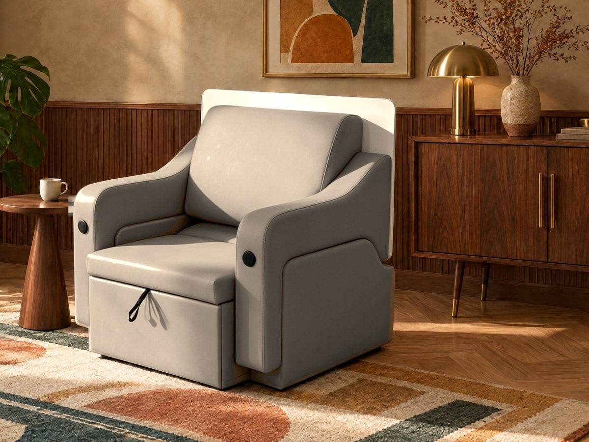 Trivelle simili cuir gris éléphant, fauteuil