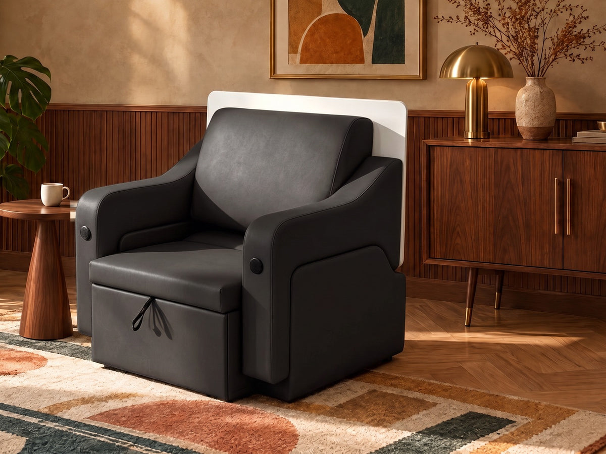 Trivelle simili cuir noir charbon, mode fauteuil