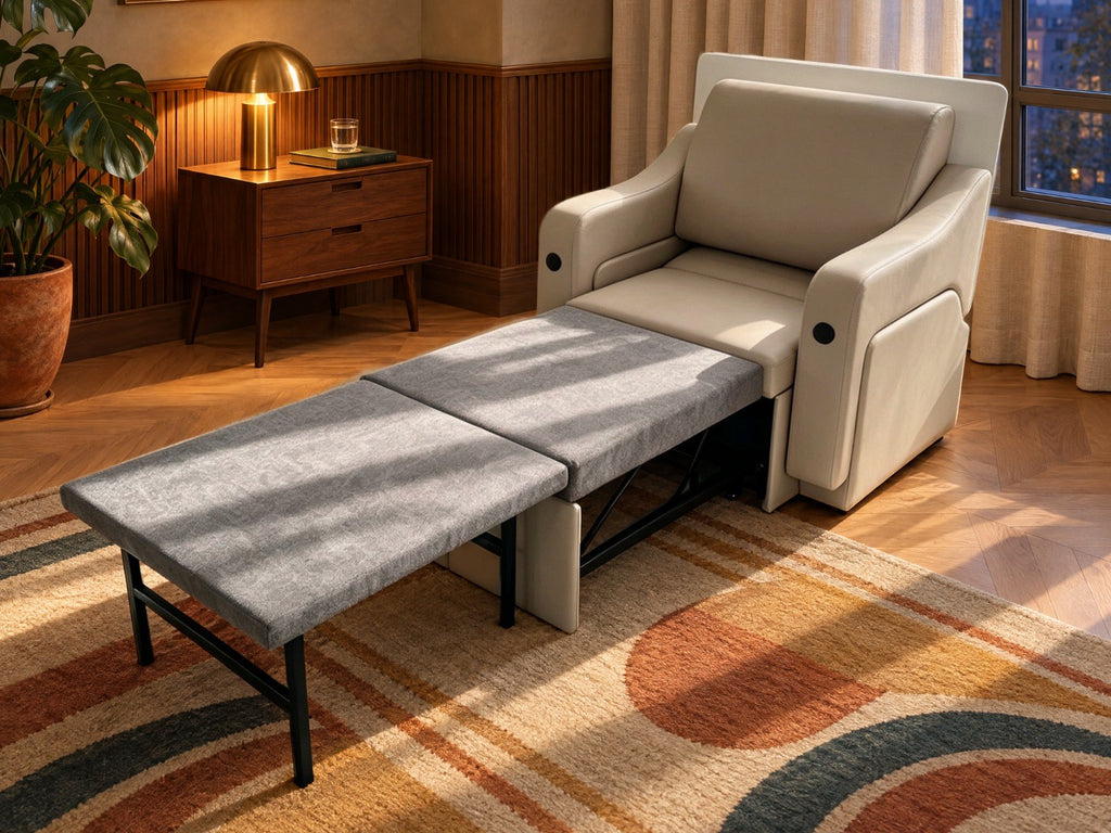 Trivelle simili cuir beige cappuccino, mode lit d'appoint