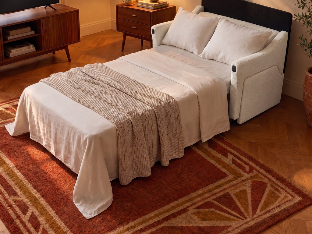 Trivelle tissu bouclé blanc cassé, mode lit