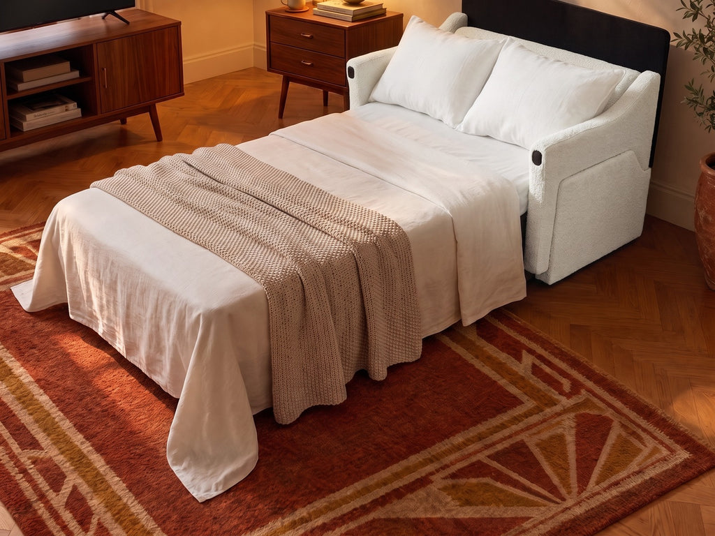 Trivelle tissu bouclé blanc neige, mode lit