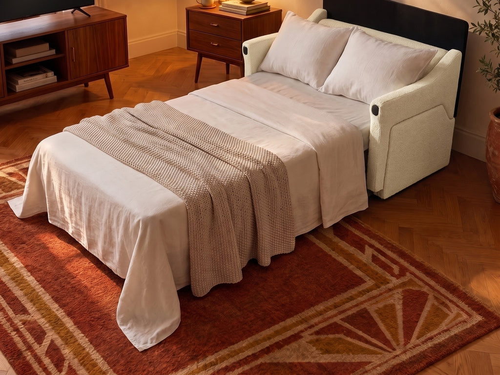 Trivelle tissu bouclé crème, mode lit