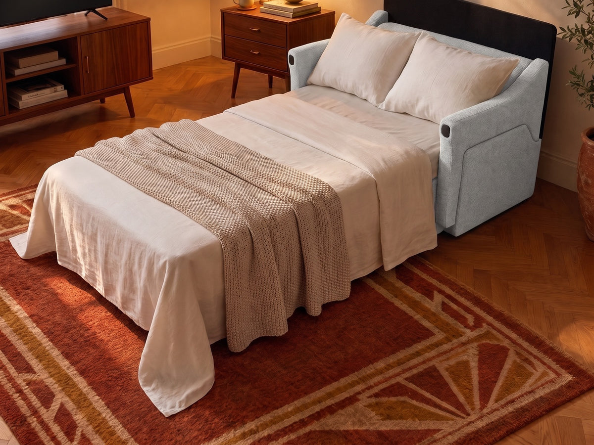 Trivelle tissu bouclé gris argent, mode lit