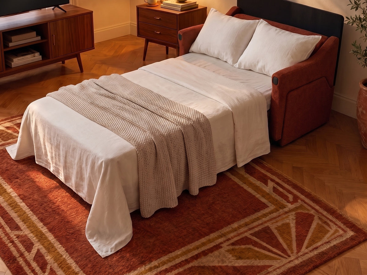 Trivelle tissu bouclé terracotta, mode lit