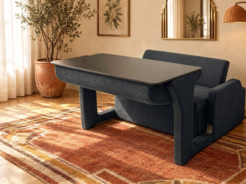 Trivelle tissu bouclé anthracite, mode bureau