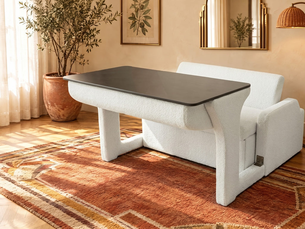 Trivelle tissu bouclé blanc neige, mode bureau