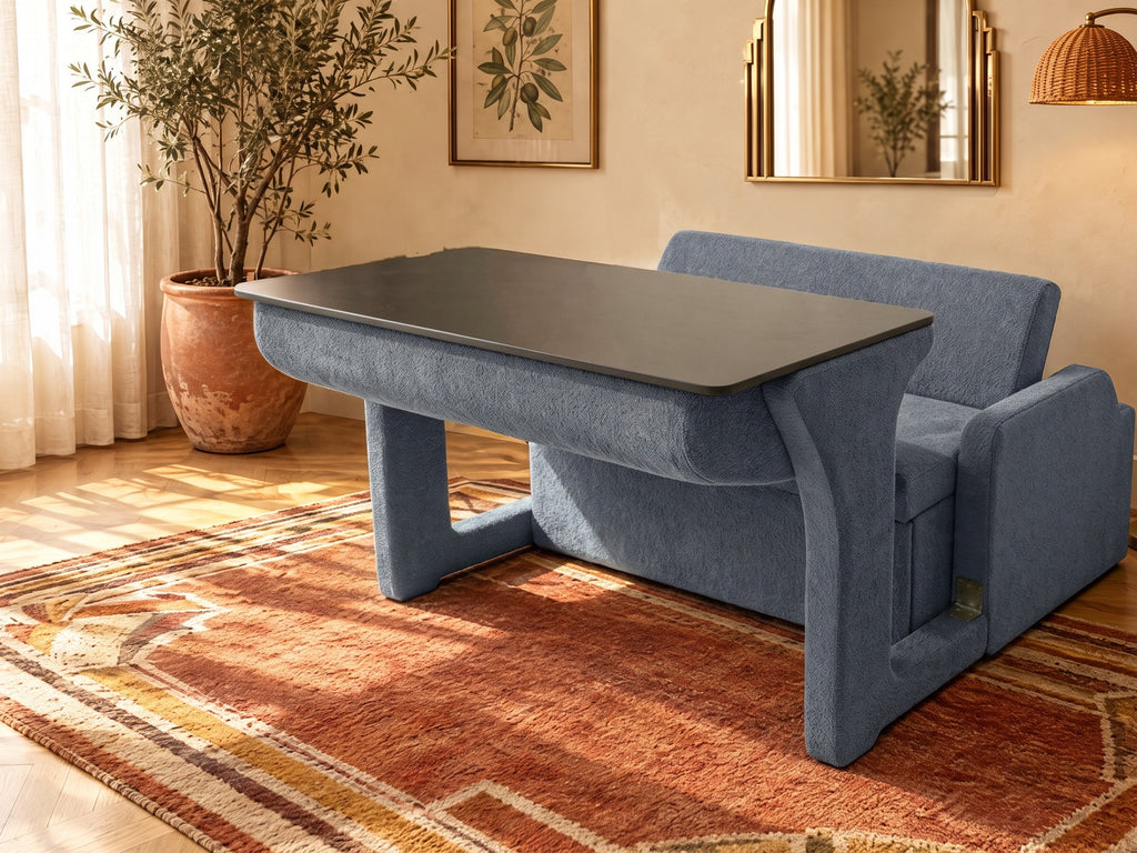 Trivelle tissu bouclé bleu ardoise, mode bureau
