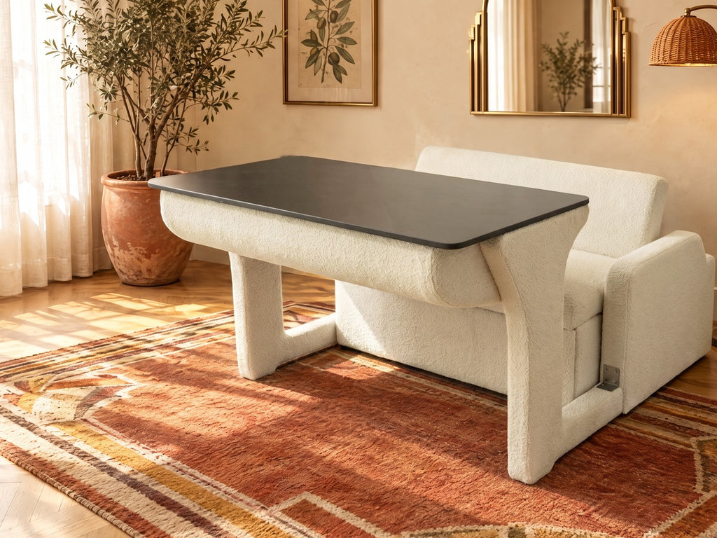 Trivelle tissu bouclé crème, mode bureau