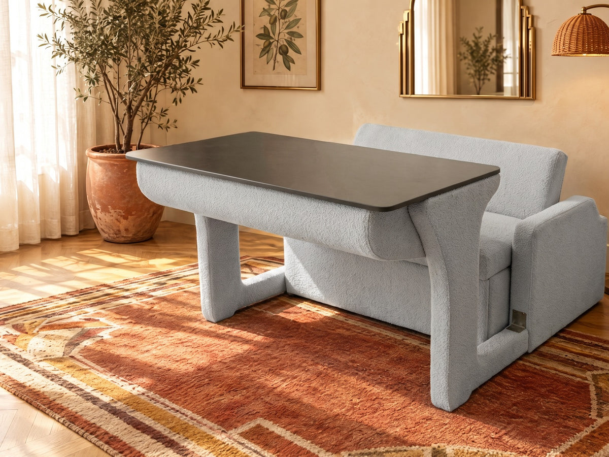 Trivelle tissu bouclé gris argent, mode bureau