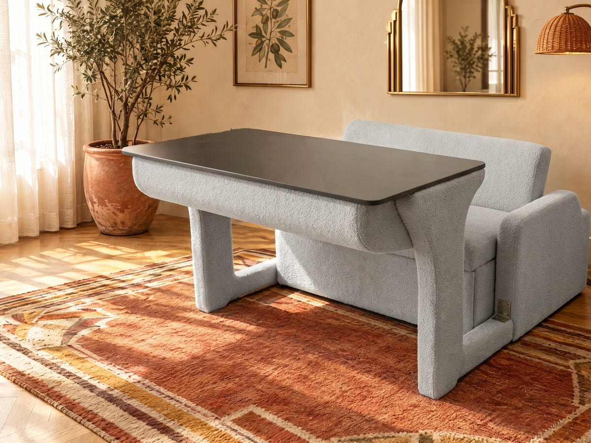 Trivelle tissu bouclé gris clair, mode bureau