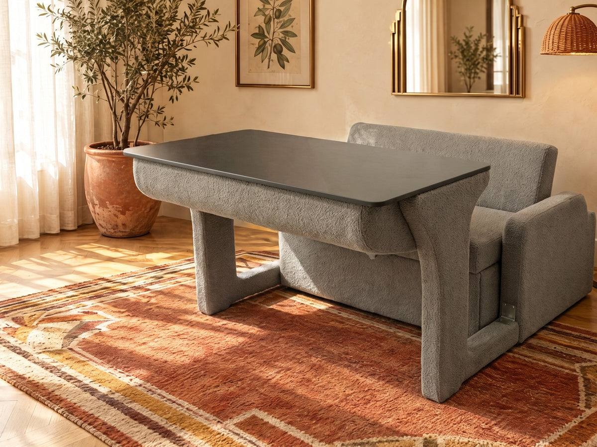 Trivelle tissu bouclé gris souris, mode bureau
