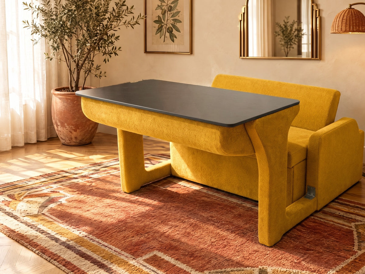 Trivelle tissu bouclé moutarde, mode bureau