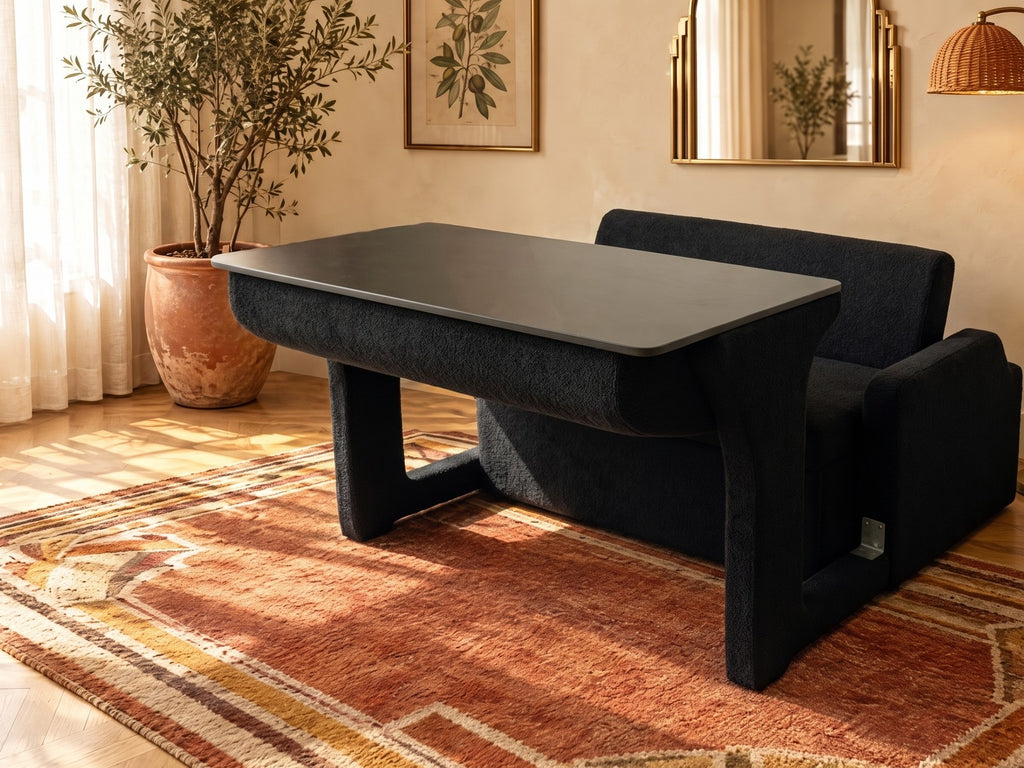 Trivelle tissu bouclé noir, mode bureau
