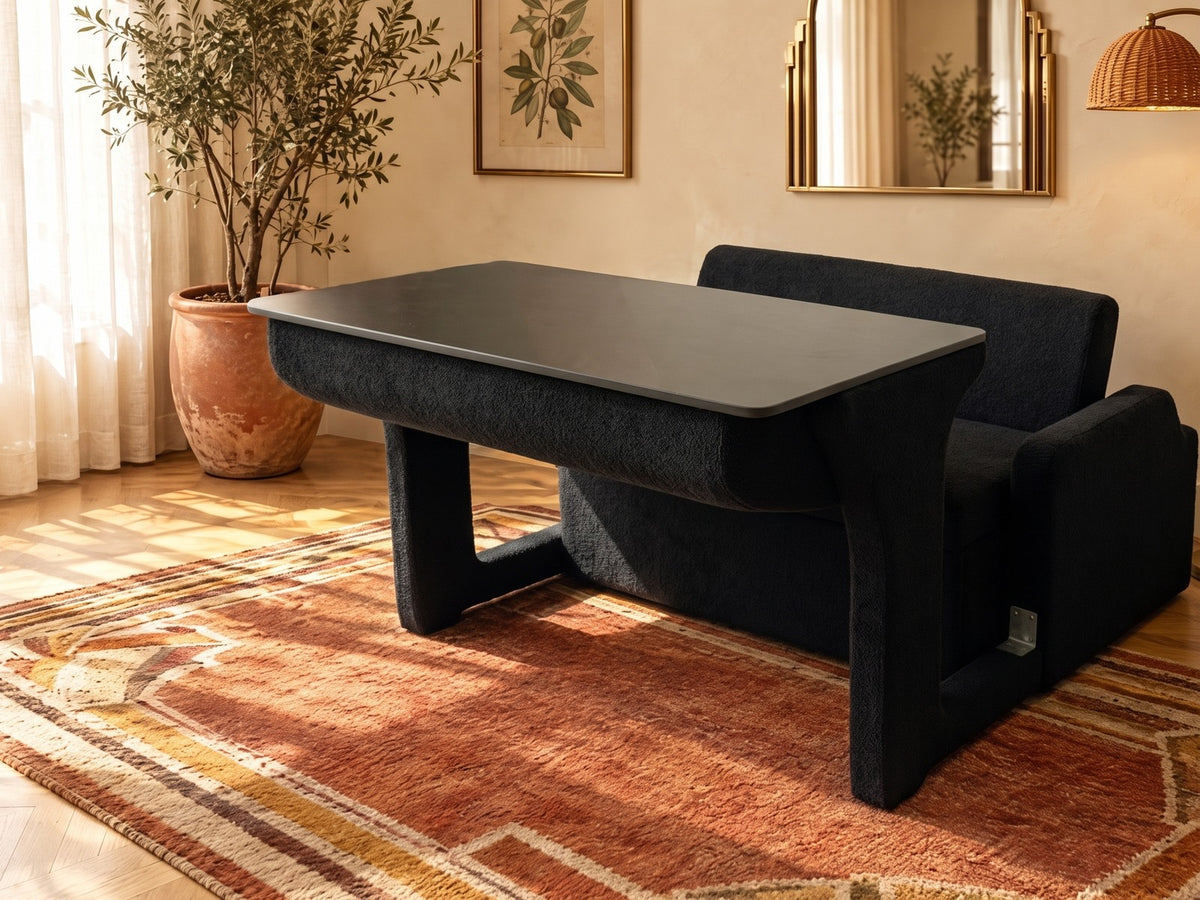 Trivelle tissu bouclé noir, mode bureau