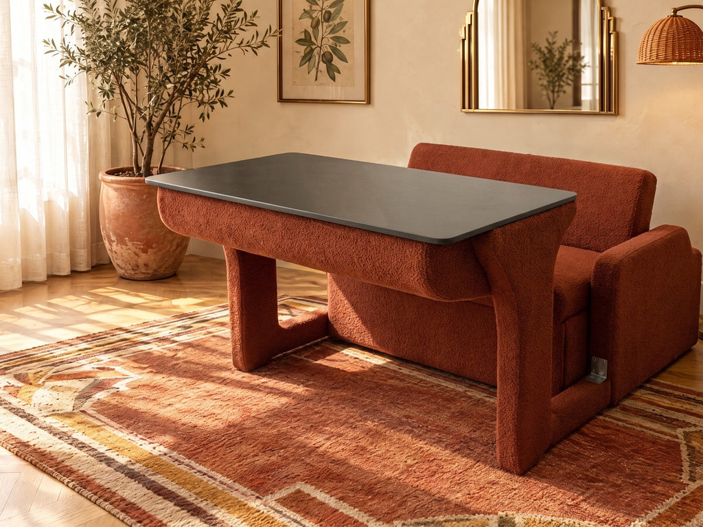 Trivelle tissu bouclé terracotta, mode bureau