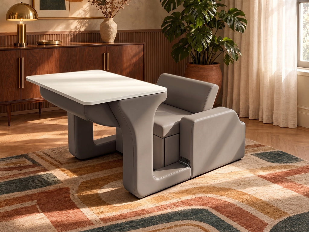 Trivelle simili cuir gris éléphant, mode bureau