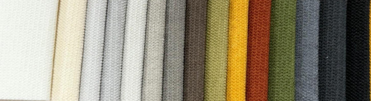 Les 15 coloris de tissu bouclé Trivelle, échantillons réels